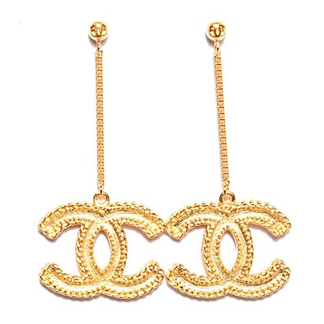 chanel gold chain drop earrings|drop chanel earrings fashion.